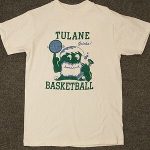 Vintage Tulane Basketball T Shirt Gotcha Green Wave Tee 80s Single Stitch 100%Co